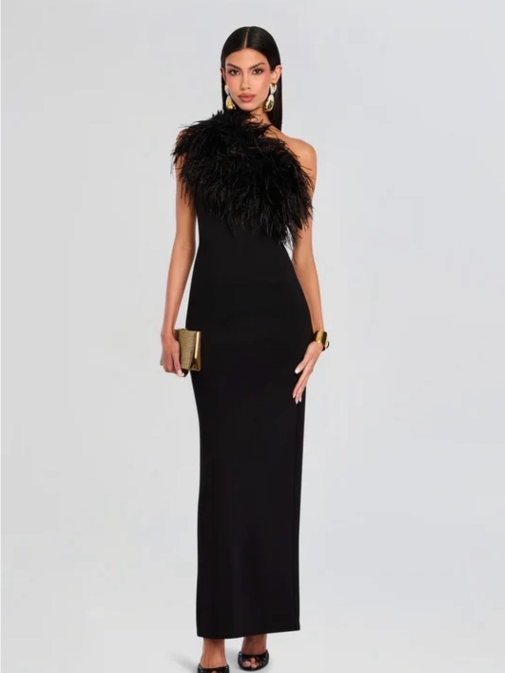 NWT Sans Faff Blair Feather Gown Black XS $925